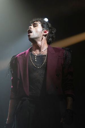 Artist Iván Herzog, performs live on stage during a performance at the Movistar Arena.