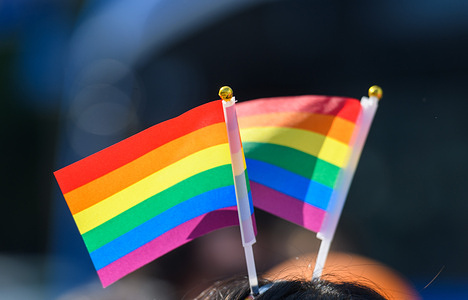 A participant seen wearing rainbow flags during the 25th Seoul Queer Culture Festival in downtown Seoul. Homosexuality is not illegal in South Korea, but the annual festival promoting LGBT rights was opposed by anti-LGBT groups.
