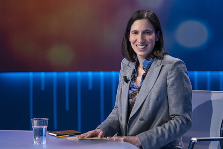 Elly Schlein, new general secretary of the Italian Democratic Party (Partito Democratico) attends the Otto e Mezzo TV Show at La7 Studios in Rome.