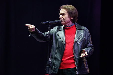 Spanish singer, Raphael (Miguel Rafael Martos Sánchez) performs during a meeting with fans at Cultural center Matadero.