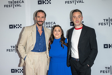 (L-R) Joseph Fiennes, Breanne L. Heldman and James Graham attend "Dear England" Premiere during the 2026 Tribeca Film Festival at the SVA Theatre on June 12, 2026 in New York City.