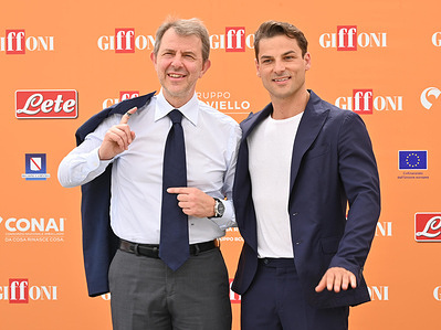 Francesco Giorgino and Jacopo Gubitosi attend the photocall at the 2026 Giffoni Film Festival.