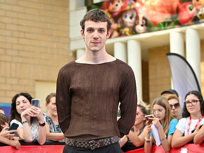 Matteo Oscar Giuggioli at the blu carpet at the 2026 Giffoni Film Festival