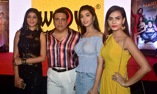 Indian actress Mishika Chourasia, Govinda, Digangana Suryavanshi and Anupama Agnihotri seen at the film 'Rangeela Raja' music launch in Mumbai.
