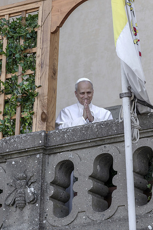 Pope Leo XIV arrives in Castel Gandolfo to spend the summer holidays and greets people from the balcony of the papal summer residence.