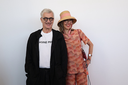 German director Wim Wenders and German photographer Donata Wenders attend the photocall of the film "From Inside Out: The Architecture of Peter Zumthor" during the 83rd Venice International Film Festival.