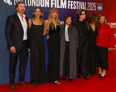 Trent Luckinbill, Molly Smith, Jennifer Lawrence, Lynne Ramsay, Justine Ciarrocchi and Andrea Calderwood attend the 69th BFI London Film Festival: Die My Love Headline Gala at the Royal Festival Hall in Waterloo, London.