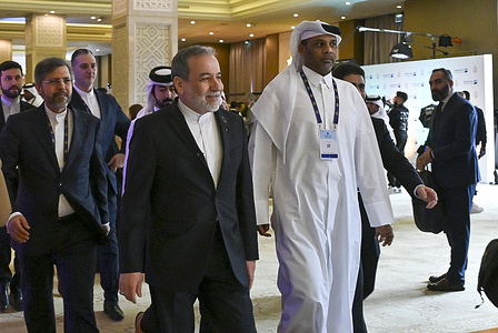 Iranian Foreign Minister Abbas Araghchi seen arriving for the 17th Al Jazeera Forum . The 17th Al Jazeera Forum, themed "The Palestinian Cause and the Regional Balance of Power in the Context of an Emerging Multipolar World," in Doha, Qatar, Feb. 7, 2026.