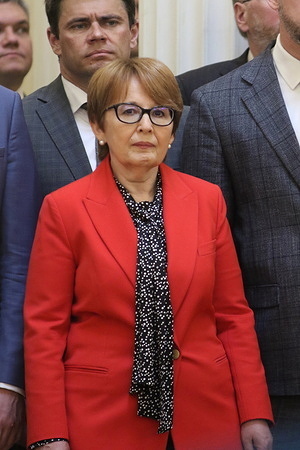 Oksana Dmitrieva, Deputy of the State Duma of the Russian Federation from St. Petersburg, seen during the ceremony of awarding insignia to persons awarded the title of Honorary Citizen of St. Petersburg at the Mariinsky Palace. A solemn ceremony was held in the Rotunda of the Mariinsky Palace to present the insignia of Honorary Citizens of St. Petersburg to Vasily Volobuyev, Chairman of the Council of the St. Petersburg Public Organization of Veterans of War, Labor, the Armed Forces, and Law Enforcement Agencies; Zinovy Merkin, a veteran of the Great Patriotic War and participant in the defense of Leningrad and the Battle of Kursk; and the Chairman of the Board of the St. Petersburg Public Organization of Residents of the Siege of Leningrad. The ceremony was attended by Elena Tikhomirova. Alexander Belsky, Chairman of the Legislative Assembly of St. Petersburg, and Alexander Beglov, Governor of the city, congratulated the new honorary citizens. The event was also attended by Valentina Matvienko, Chairwoman of the Federation Council of the Federal Assembly of the Russian Federation.