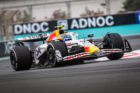 Liam Lawson of New Zealand and Oracle Red Bull Racing during Free Practice 1 Formula One Abu Dhabi Grand Prix at Yas Marina Circuit.