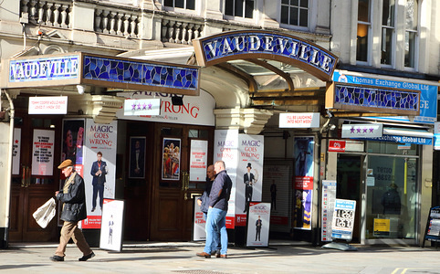 The Vaudeville Theatre in The Strand current home 'Magic Goes Wrong' in London's home of Theatre - The West End. Some of the most famous Productions in the world are currently being performed here.