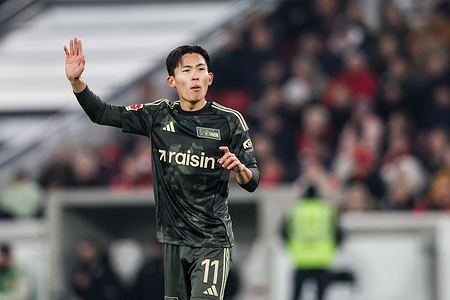 Woo-yeong Jeong of Union Berlin seen during the Bundesliga 2025/2026 match between VFB Stuttgart and Union Berlin at MHPArena. FInal Score; VFB Stuttgart 1:1 Union Berlin.