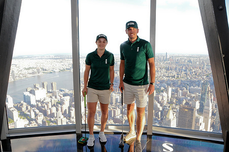 Ash Barty and Harry Kane visit the Empire State Building to celebrate The Icon Series in New York City.