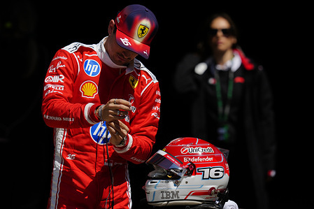 Second placed Charles Leclerc of Monaco and Scuderia Ferrari seen during the Sprint ahead of the F1 Grand Prix of China at Shanghai International Circuit.