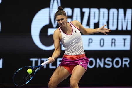Irina-Camelia Begu of Romania in action during the St. Petersburg Ladies Trophy 2022 tennis tournament against Tereza Martincova of Czech Republic.
Final score; Tereza Martincova 0:2 Irina-Camelia Begu.