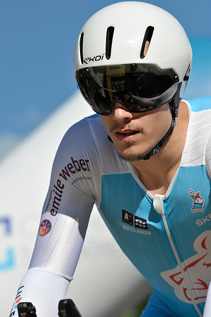 Raphael Kockelmann seen alert at the start of the prologue.
The Tour de l'Avenir is an international cycling race by stage reserved for riders under 23 years old. It takes place in France from August 13 to 22, 2021. The prologue of August 13, 2021 is an individual time trial of 5 km in the town of Charleville-Mezieres.