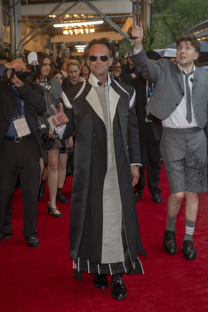 New York, United States - 05/05/2025 16:58:36: Walton Goggins wearing Thom Browne departs the Pierre Hotel for 2025 Met Gala in New York City.