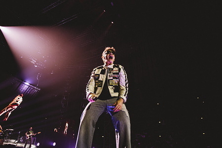 The singer Federico Olivieri, better known as Olly, performs on stage at Palazzo dello Sport during his tour "Tutta Vita".