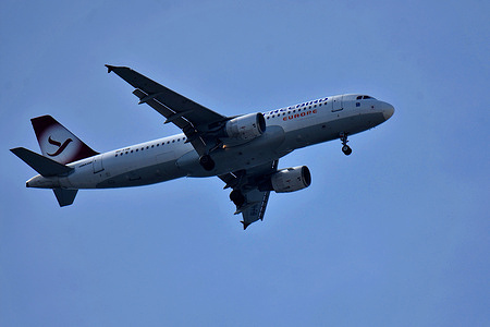 A view of a Freebird Airlines plane as it arrives at Marseille Provence Airport.