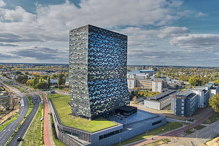 (EDITOR'S NOTE; Image taken with drone)
An aerial view of the Nexperia's headquarters, a Nijmegen-based chipmaker, on the Noviotech Campus. The Dutch government and the Enterprise Chamber of the Amsterdam Court of Appeal have intervened at the Nijmegen-based chipmaker Nexperia, according to its Chinese owner, Wingtech. As a result, Wingtech's CEO Zhang Xuezheng has been temporarily suspended as Nexperia's CEO.