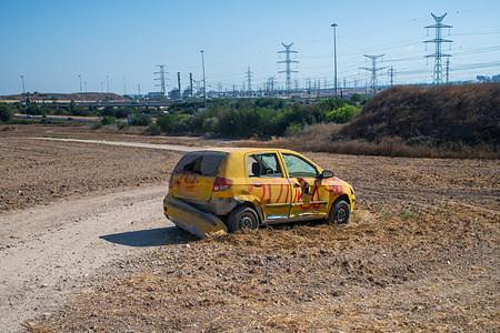 A car damaged by gunfire during the massacre at the Nova party on October 7, 2023, was painted yellow and spray-painted with the word 'Release' along with the number of hostages being held in the Gaza Strip. The car was placed on the side of a highway to raise public awareness about the situation of the hostages in the Gaza Strip. Protesters called for a hostage deal, and dozens of wrecked car parts were placed along major roads across Israel.