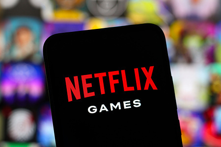 In this photo illustration, the Netflix Games logo is seen displayed on a smartphone screen.