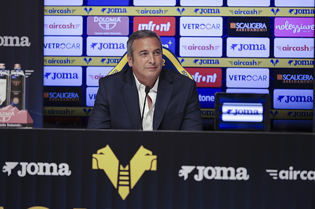 Italo Zanzi Executive Chairman of Hellas Verona FC is seen during the Preseason Press Conference - at Hellas Verona Headquarters.
