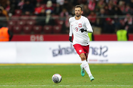 Mateusz Wieteski of Poland seen in action during the Friendly match between Poland and Latvia at PEG Narodowy. Final score; Poland 2:0 Latvia.