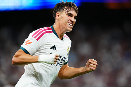 Carlos Espi of Real Madrid CF seen celebrating during the LaLiga EA Sports 2026/27 match between Real Madrid CF and Real Sociedad at Santiago Bernabeu . Final Score: Real Madrid 4:1 Real Sociedad.