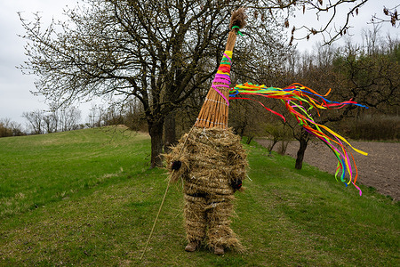 A man dressed in a hay suit walks through the village as a part of an Easter celebration called 'Marching Judas', on Holy Saturday, in the village of Stradoun some 140 km east from Prague. This tradition is observed in Pardubice region and from 2012 is part of UNESCO List of the Intangible Cultural Heritage.
