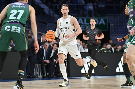 Mario Hezonja of Real Madrid seen in action during the Liga ACB basketball match played between Real Madrid and Unicaja Baloncesto at Movistar Arena pavilion. Final score; Real Madrid victory 91-82