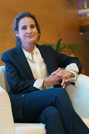 French writer Laurence Debray presents the book "Mi rey caido" (My Fallen King) a biographer of Spain's Emeritus Juan Carlos I, at the Espacio Bertelsmann in Madrid.