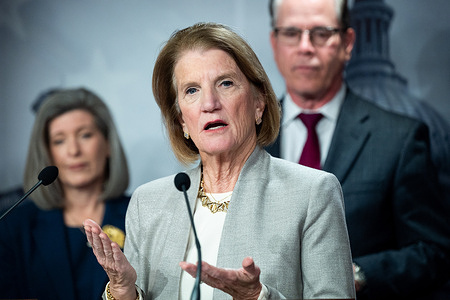 U.S. Senator Shelley Moore Capito (R-WV) speaks at a press conference about the Build Back Better Act's child care policies.
