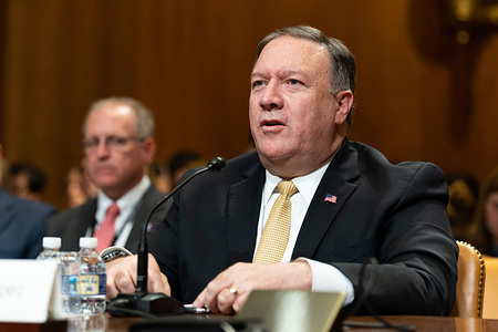 United States Secretary of State Mike Pompeo at a meeting of the Senate Appropriations Committee in the US Capitol.