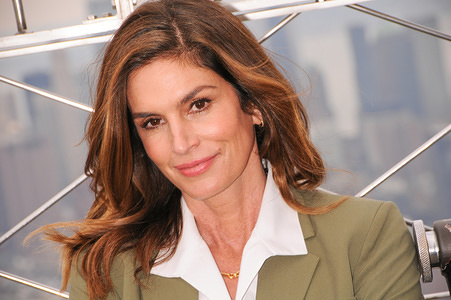 NEW YORK, UNITED STATES - MARCH 3, 2020:
Iconic supermodel Cindy Crawford visits the Empire State Building to promote International Women's Day and nonprofit Delivering Good and Jones New York in New York City.