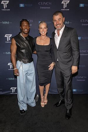 NFL wide receiver Ray Ray McCloud III, CEO and reality TV star Elizabeth Lyn Vargas with Aldi Ujkaj attend Pre-ESPY Charity Celebration benefiting the victims of the Eaton Fire in Altadena at Sunset Room Hollywood.