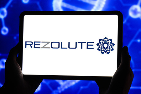 In this photo illustration, the Rezolute logo is seen displayed on the screen of a smart tablet.