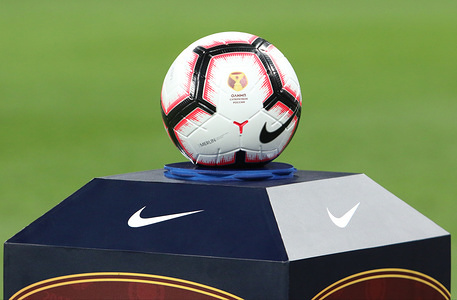 The match ball of the Olimp Super Cup of Russia being displayed before the match.
CSKA moscow won the Olimp Super Cup of Russia with a 1-0 victory over Lokomotive at Nizhny Novgorod Stadium.