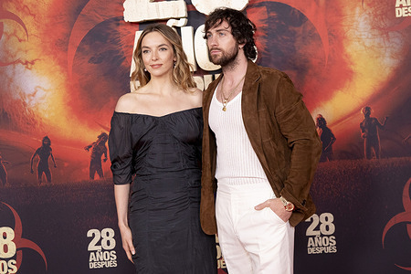 Actress Jodie Comer and actor Aaron Taylor-Johnson attended the '28 Años Despues' (28 Years Later) Photocall at the Rosewood Villamagna Hotel.