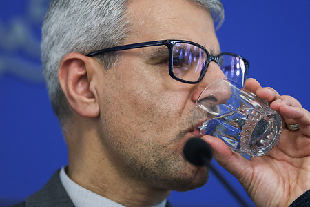 Esmaeil Baghaei spokesperson of Iran’s Foreign Ministry seen during his weekly press conference.