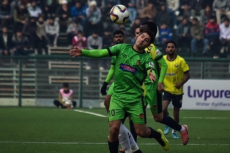 Martin Nicolus of Gokulam Kerala FC seen in action during the I-League match between Real Kashmir FC and Gokulam Kerala FC at TRC ground. Final Score: Real Kashmir FC 1-1 Gokulam Kerala FC.