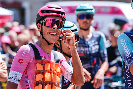 Afonso Oliveira Eulalio of Portugal (Bahrain Victorious) looks on during Stage 14 of the 109th Giro d’Italia, a 133 km route from Aosta to Pila.