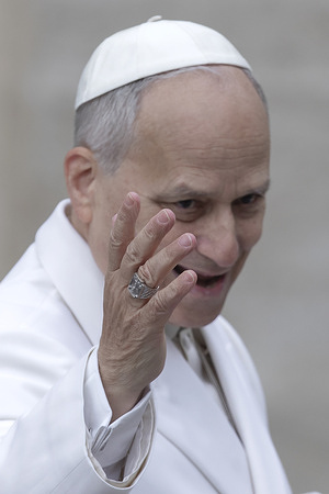 Pope Leo XIV leaves at the end of his weekly general audience in St. Peter's square at the Vatican.