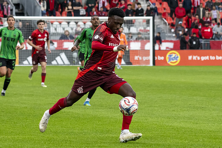 Derrick Etienne Jr. #11 of Toronto FC in action during the MLS game between Toronto FC and Austin FC at BMO field. Final Score : Toronto FC 3 : 3 Austin FC