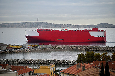 The vehicles carrier UGR AL REEF arrives at the French Mediterranean port of Marseille.