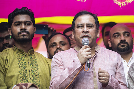 Party founder Reza Kibria speaks during the celebrations. A new political party Gono Odhikar Parishad is celebrating one year anniversary in Dhaka with former Dhaka University Central Students' Union (Ducsu) VP Nurul Haque Nur as its member secretary and former Gonoforum general secretary Reza Kibria as one of its founders.