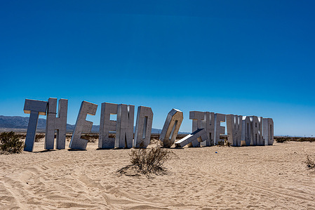 The End of the World sculpture by artist Jack Pierson is seen in Twentynine Palms. The artwork was installed in 2022 in a section of the Mojave Desert called Wonder Valley.