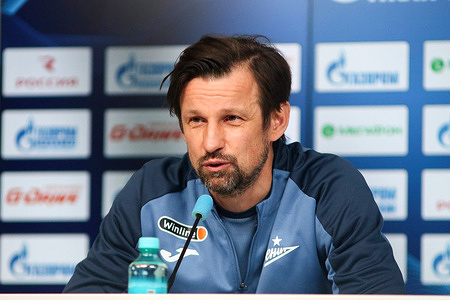 Sergei Semak, the head coach of Zenit Football Club in Saint Petersburg, answers journalists' questions at a press conference before the Rostov - Zenit match, which will be held as part of the 23rd round of the Russian Premier League.