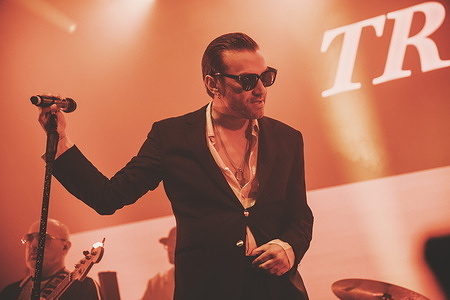 Davide Petrella, known by his stage name Tropico, performs live at Atlantico Club during the opening concert of his 2025 tour.