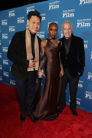 John M. Chu, Cynthia Erivo and Marc Platt attend the SBIFF's Kirk Douglas Award Honoring Cynthia Erivo at The Ritz Carlton Bacara.